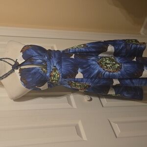 NWOT MAX AND CLEO blue Halter Dress With Necklace Sz 8